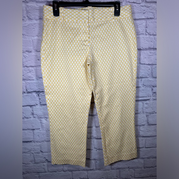 J. Crew Pants - J. Crew Yellow White City Fit Stretch Cropped Pant Womens‎ size 6